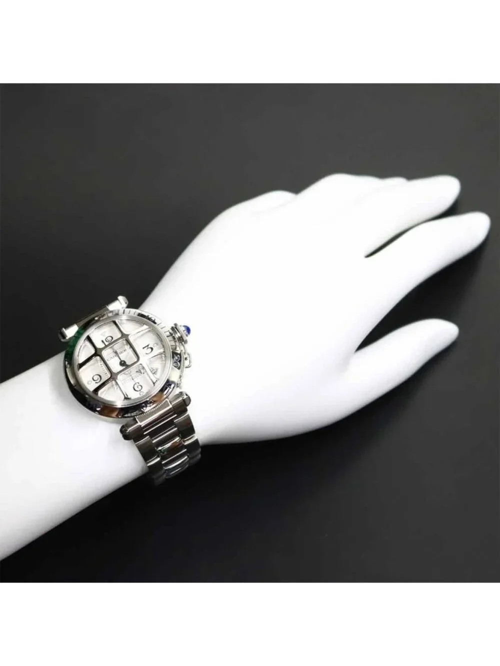 Cartier Pasha 38 Grid Watch Date Silver Automatic Winding